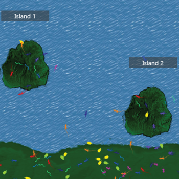 Screenshot of the Island Biogeography model by Virtual Biology Lab